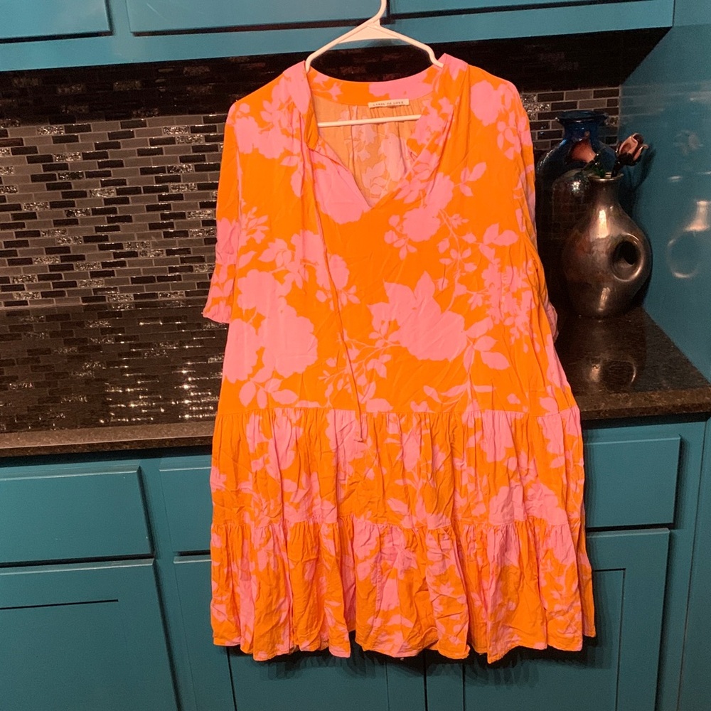 Vibrant Label of Love Orange and Pink Floral Dress